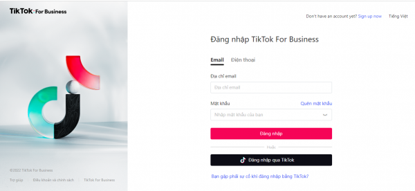Truy cập vào trang đăng nhập TikTok Shop