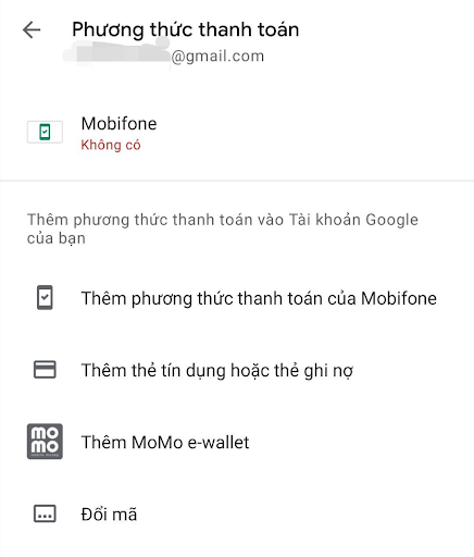 Bạn chọn hình thức nạp xu mình muốn