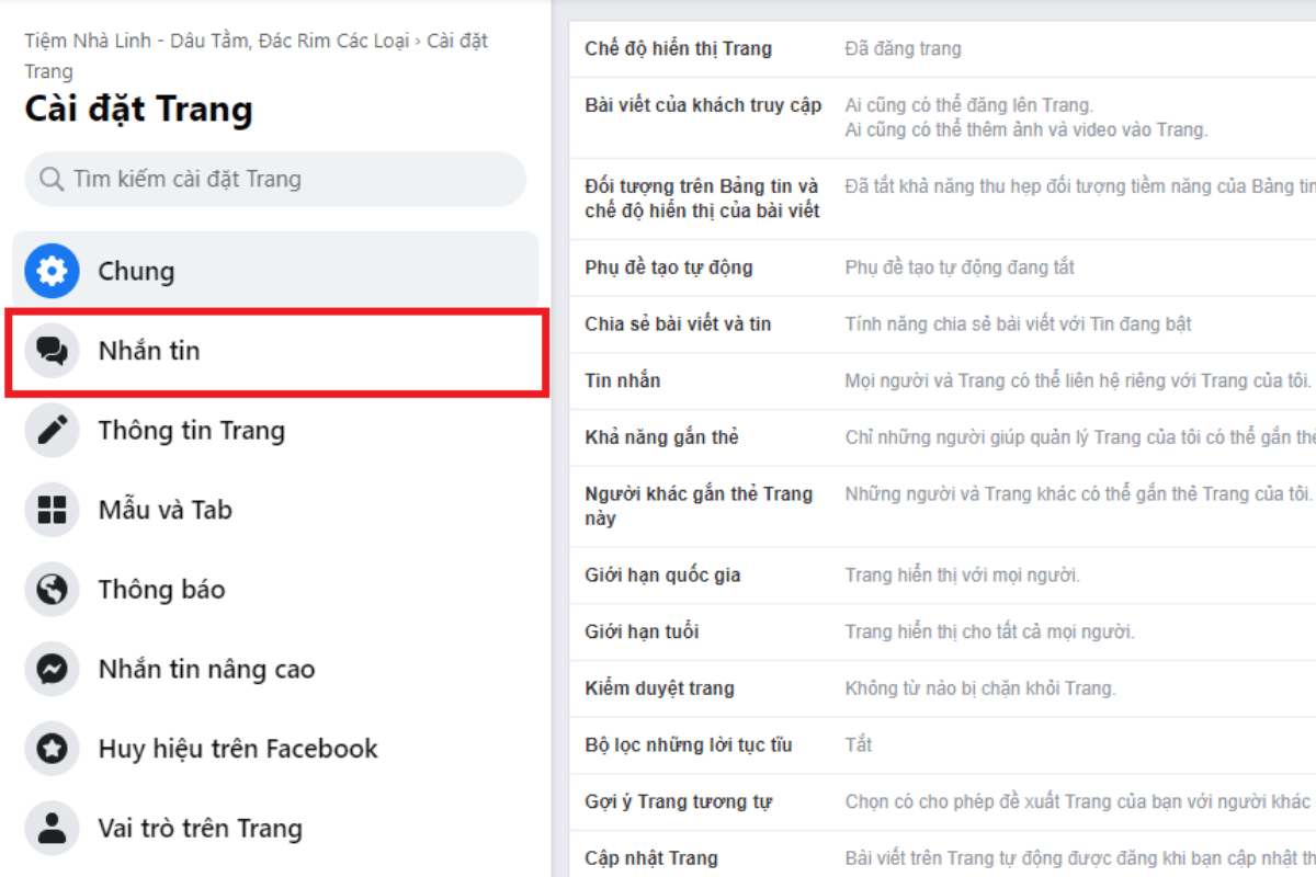 Sử dụng tính năng trả lời tự động có sẵn trên Facebook